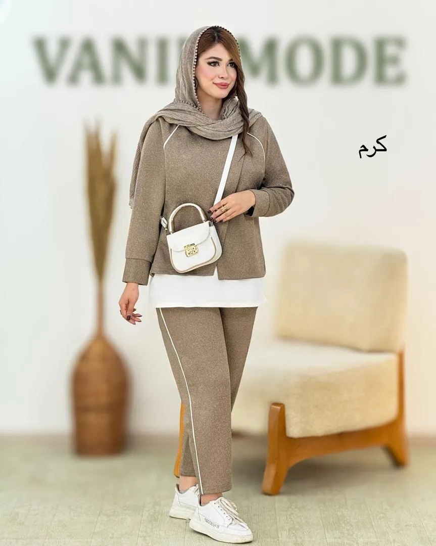 بلوز دو تیکه و شلوار پیلی دار کد h679