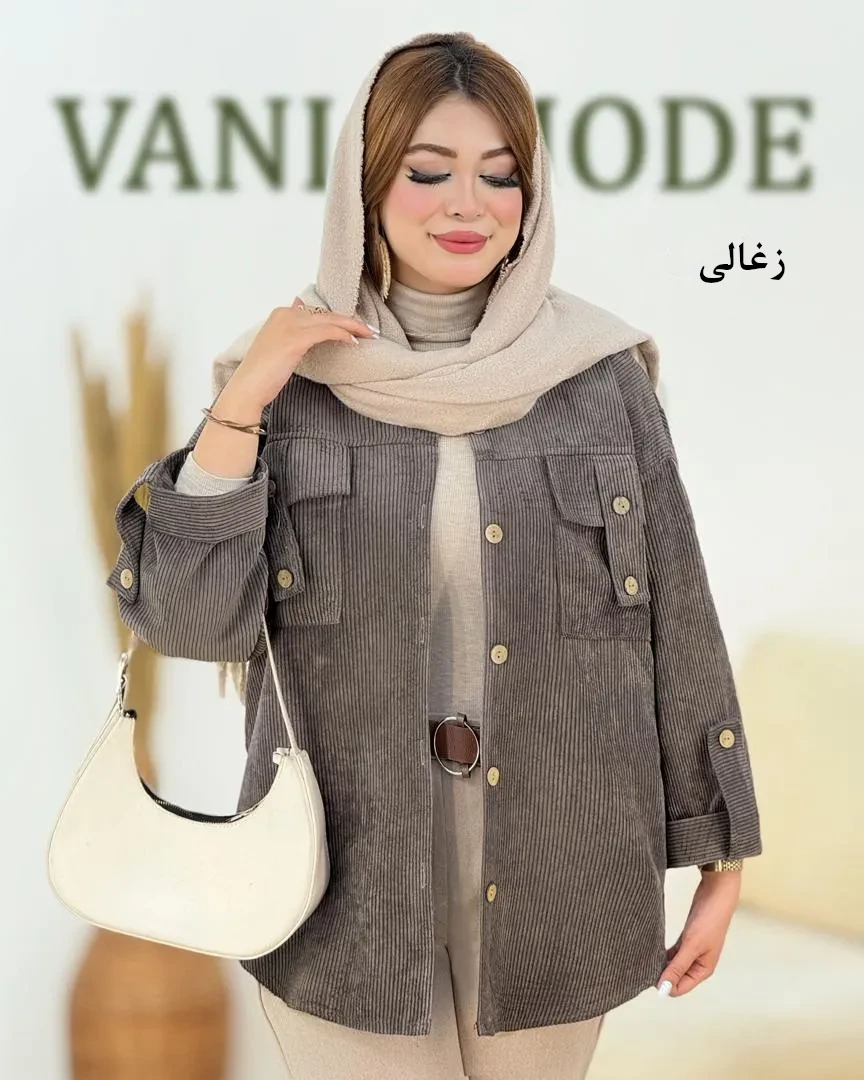 شومیز صلیبی جلو جیب مخمل کد h729