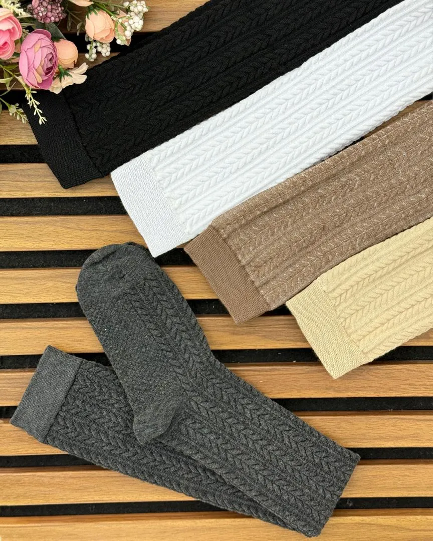 جوراب بافت گندمی بلند کد H651