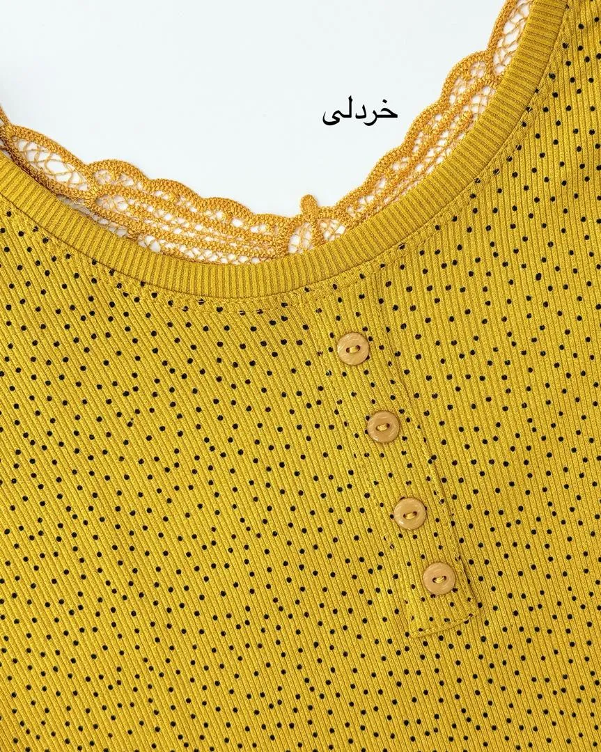 بلوز آستین بلندخالدار پشت گیپور کد H698