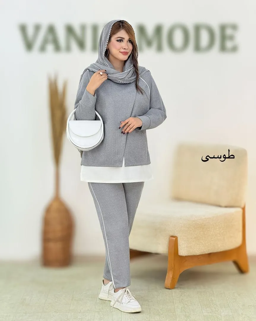 بلوز دو تیکه و شلوار پیلی دار کد h679