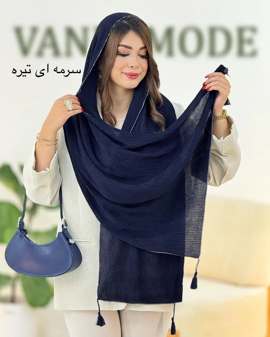 شال پلیسه منگوله دار دورلمه کد g500