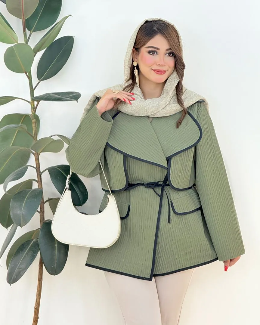 مانتو ژاکارد بارلی یقه عروسکی کد H387