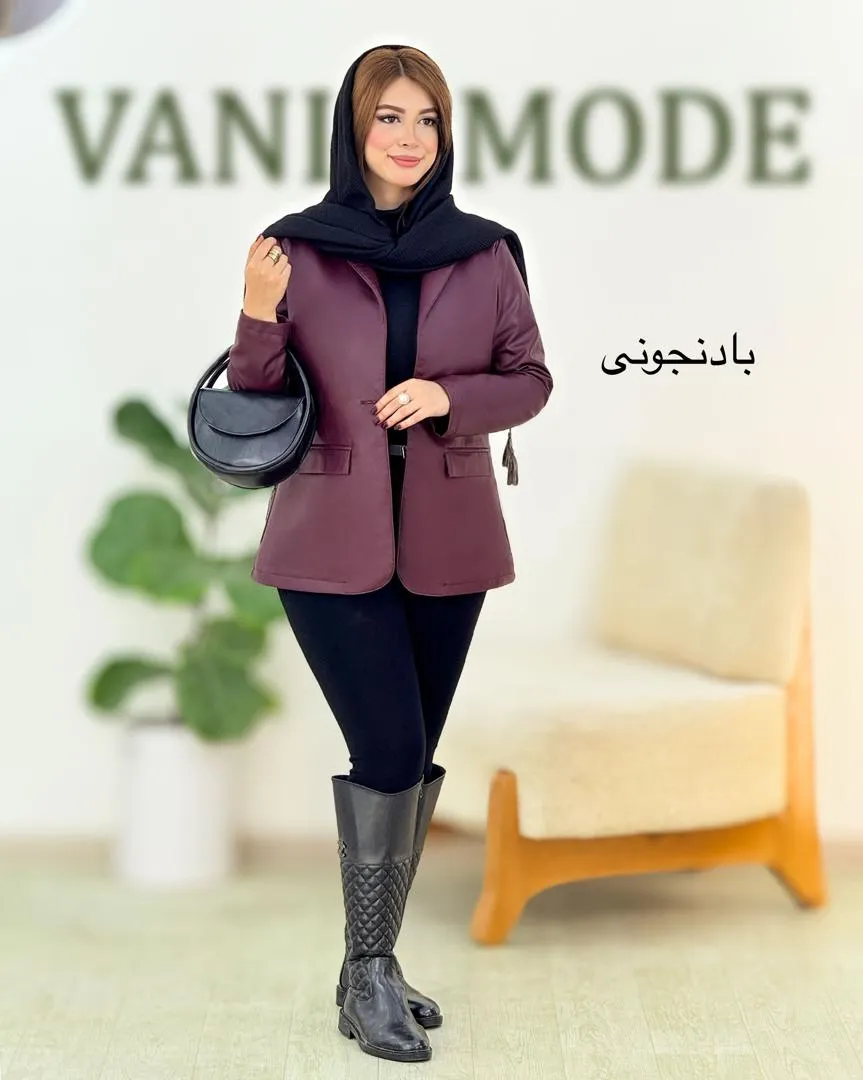 کت چرم آستردار جلو جیب کد H589