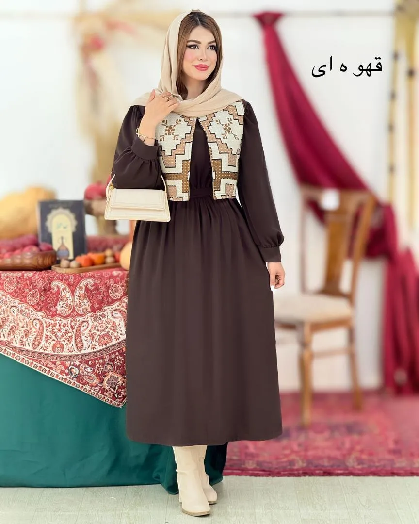 ست پیراهن جلیقه یلدایی کد h763