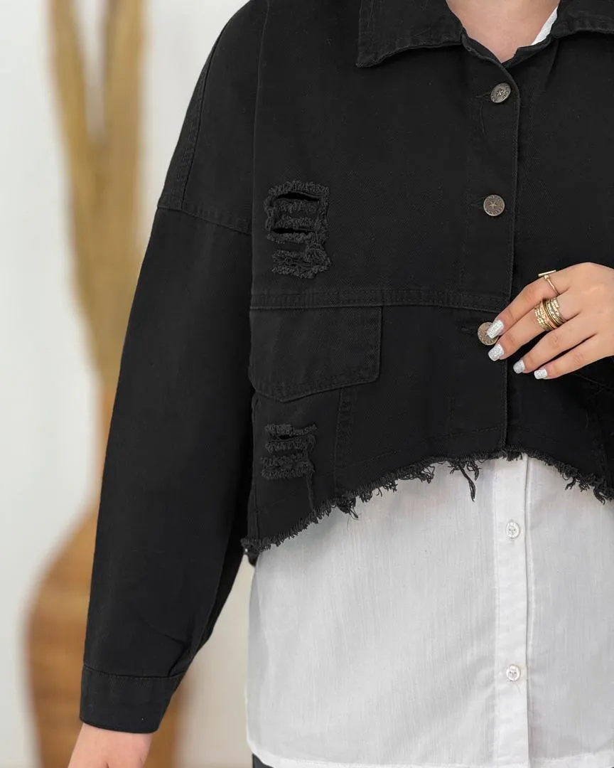 کت جین کوتاه زاپدار کد h719