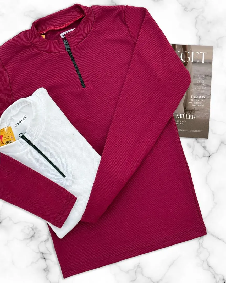 بلوز نیم زیپ یقه سه سانت کد H405