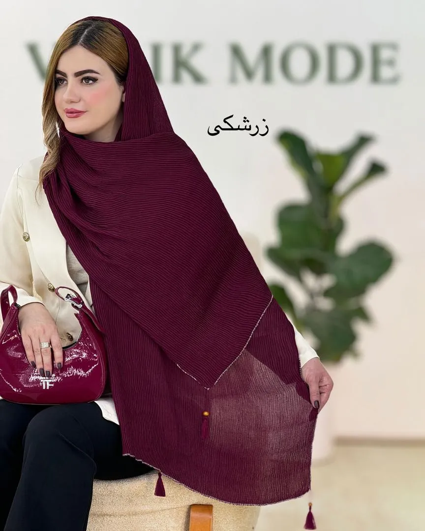 شال پلیسه منگوله دار دورلمه کد g500