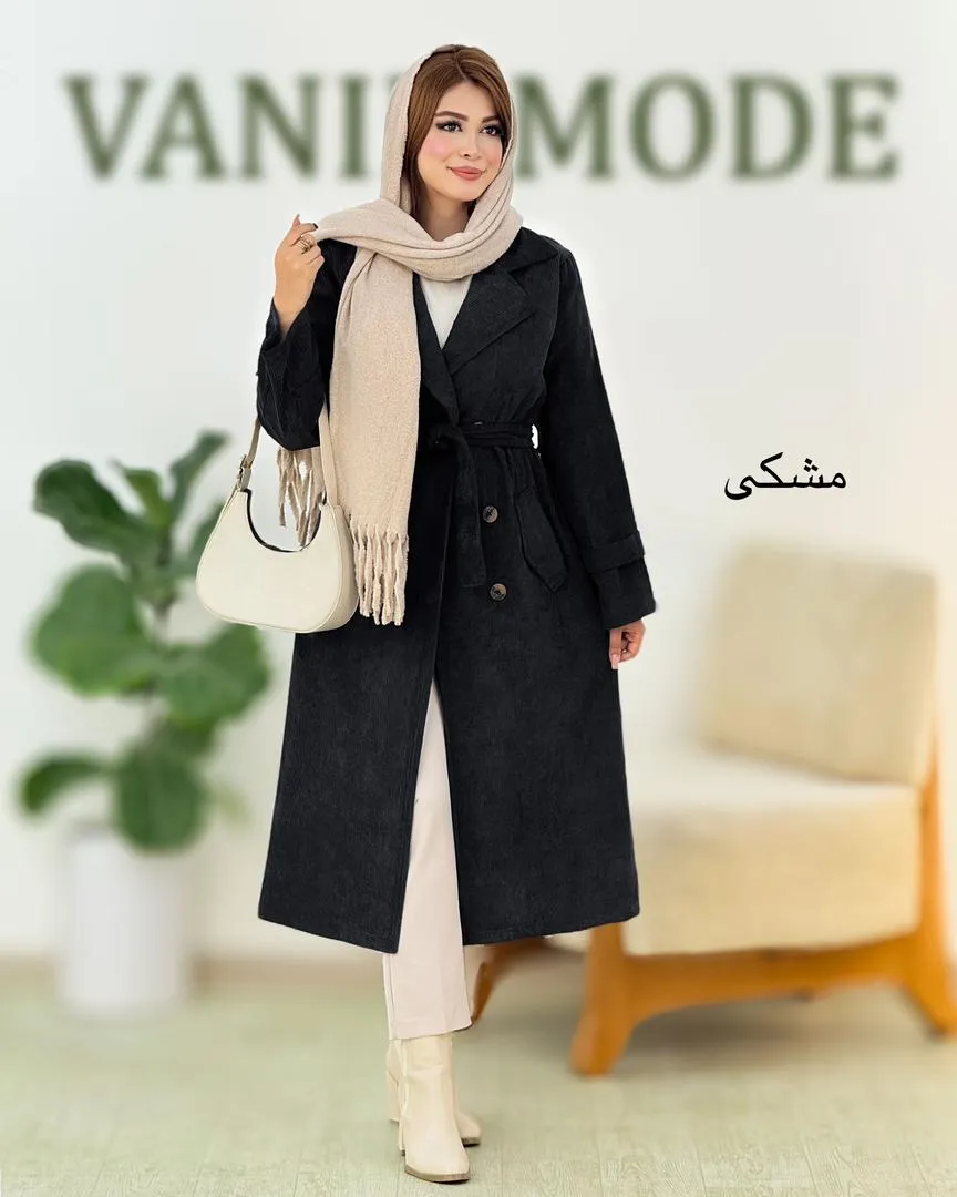 مانتو یقه انگلیسی کبریتی بند دار کد h485