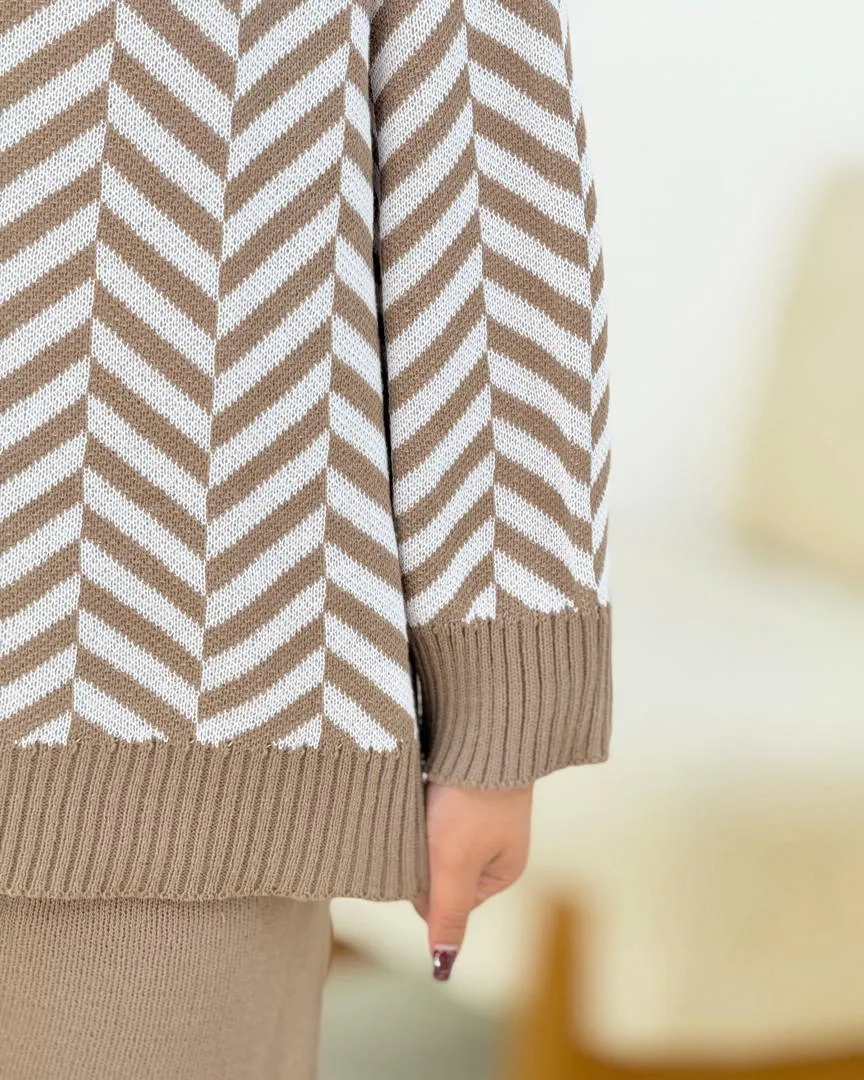 ست بلوز شلوار بافت طرح هاشور کد h442