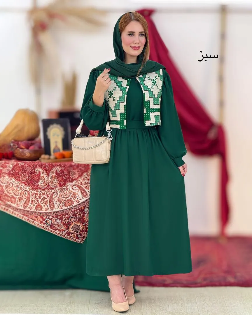 ست پیراهن جلیقه یلدایی کد h763