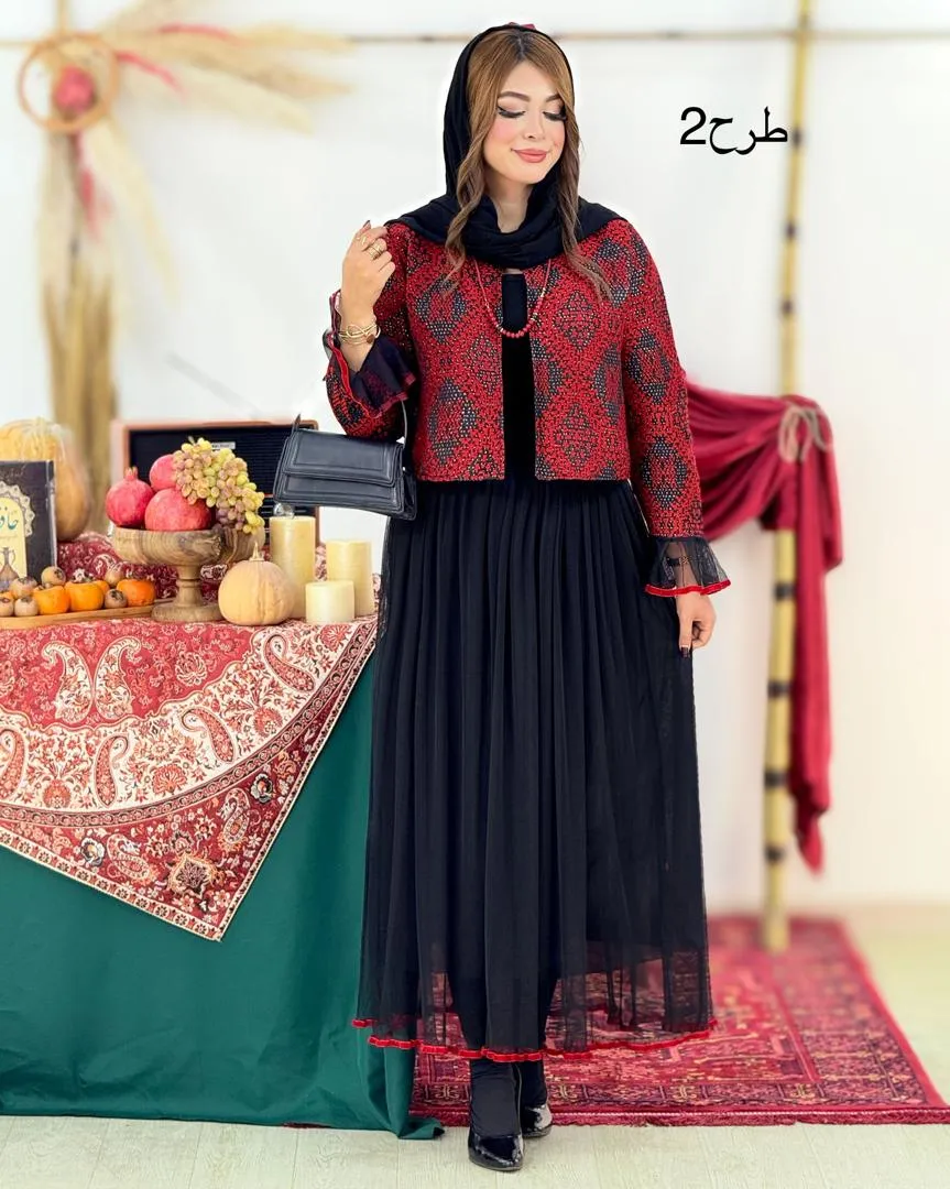 ست یلدایی کت تافته و دامن تور کد h700