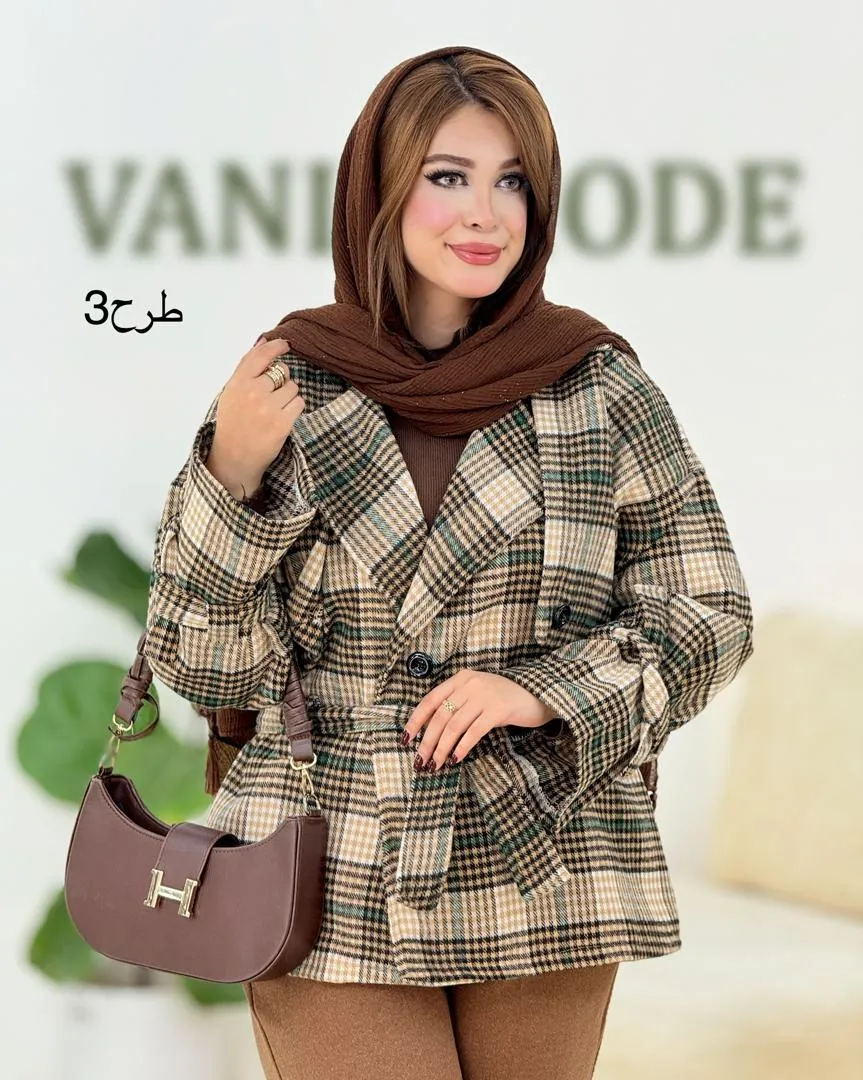 ترنج کت چهار خونه آستین بند دار کد h606