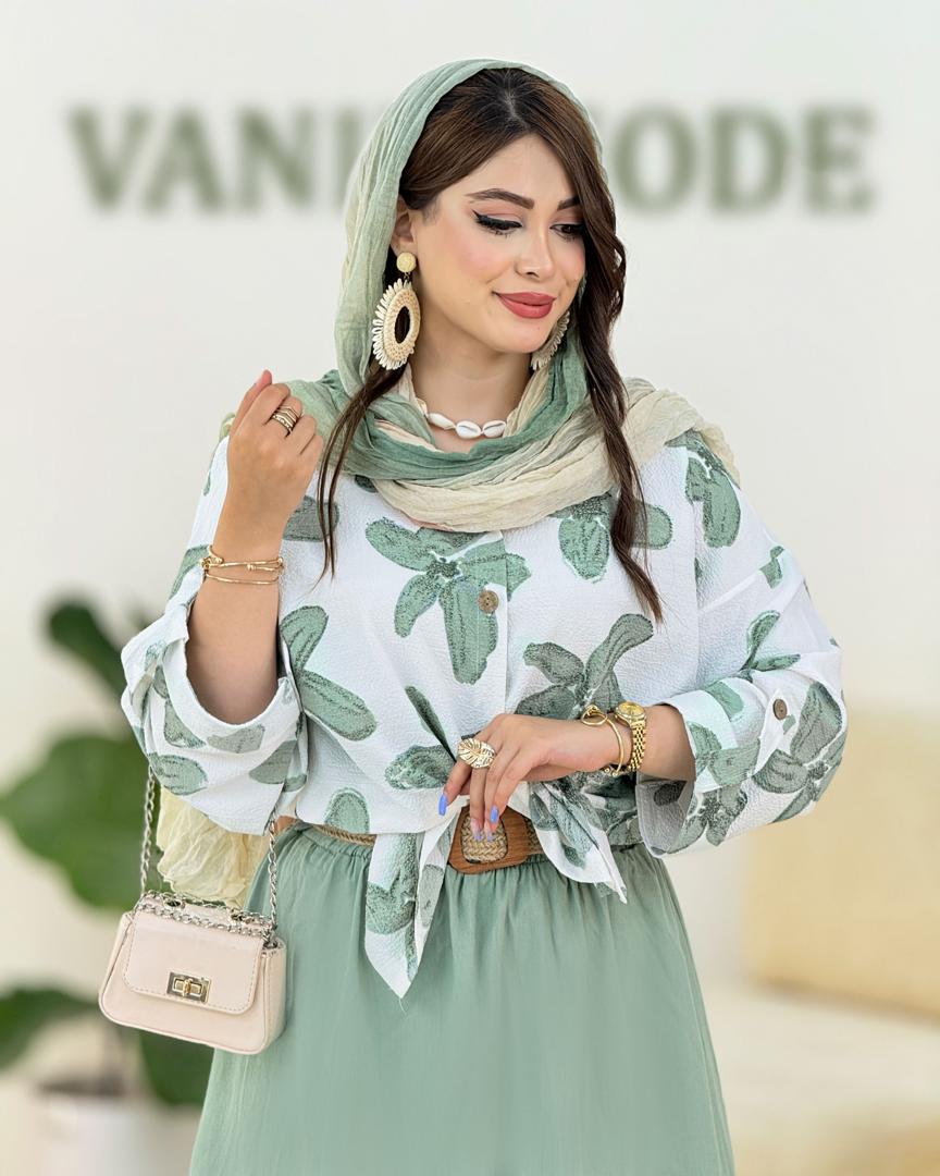 شومیز ینزی آستین پاگون دار کد h205