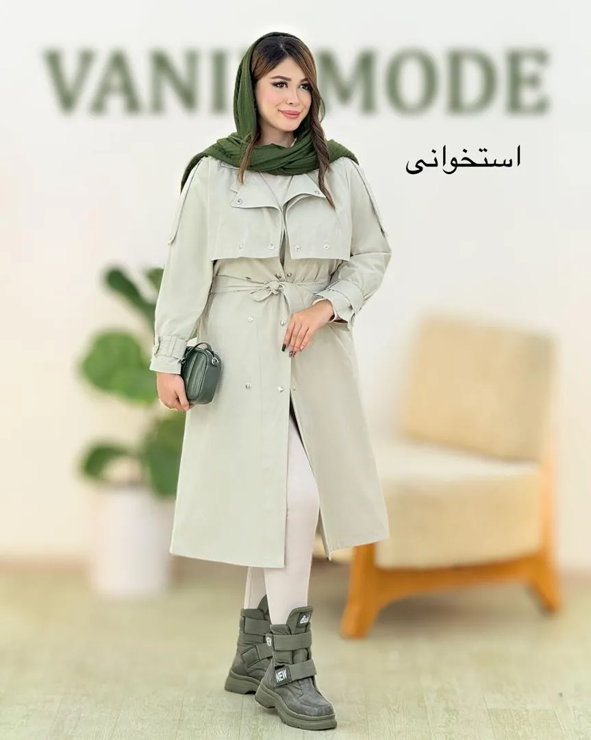 بارانی بلند جلیقه دار یقه انگلیسی کد H396