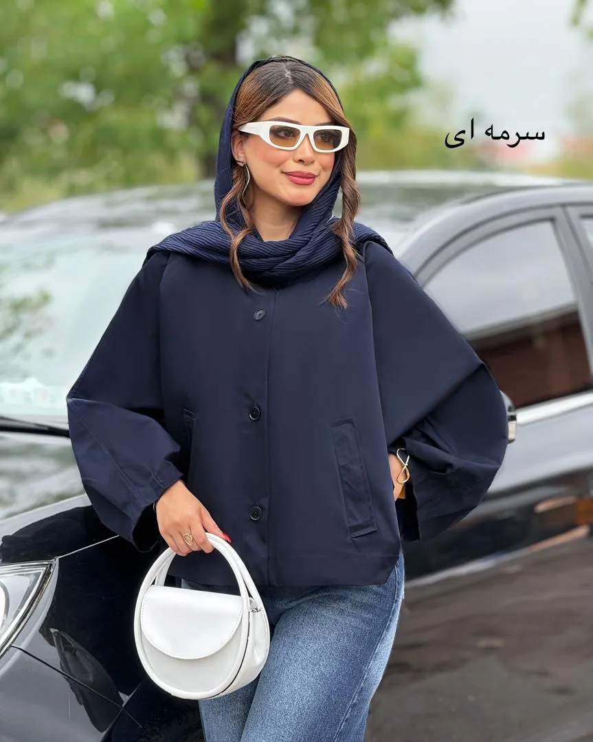 بارانی خفاشی کتان آستین سرخود کد H385