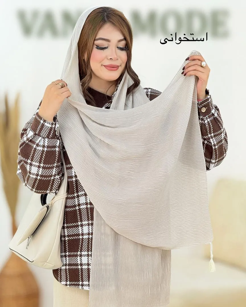 شال پلیسه منگوله دار دورلمه