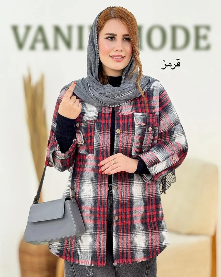 شکت چهارخونه آستین پاگون دار کد h685