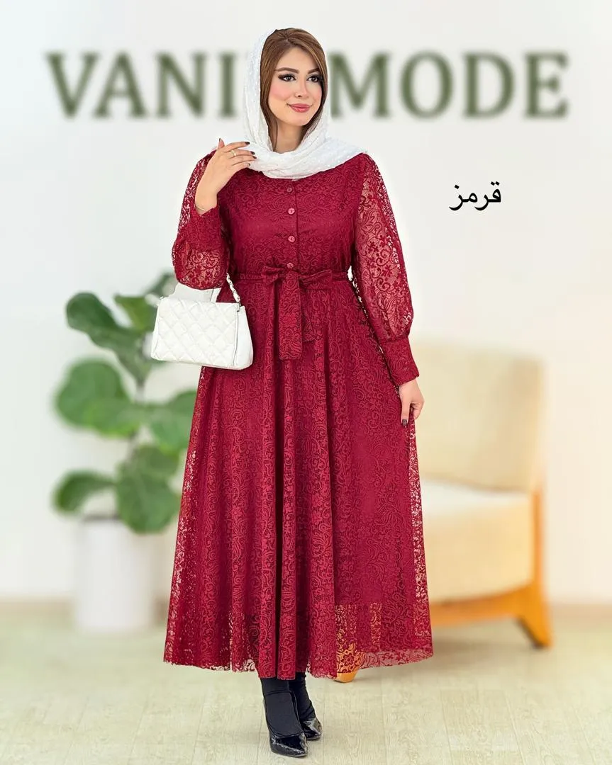 پیراهن دانتل آستین مچ دار زنانه کد h612