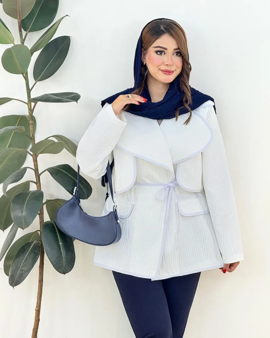 مانتو ژاکارد بارلی یقه عروسکی کد H387