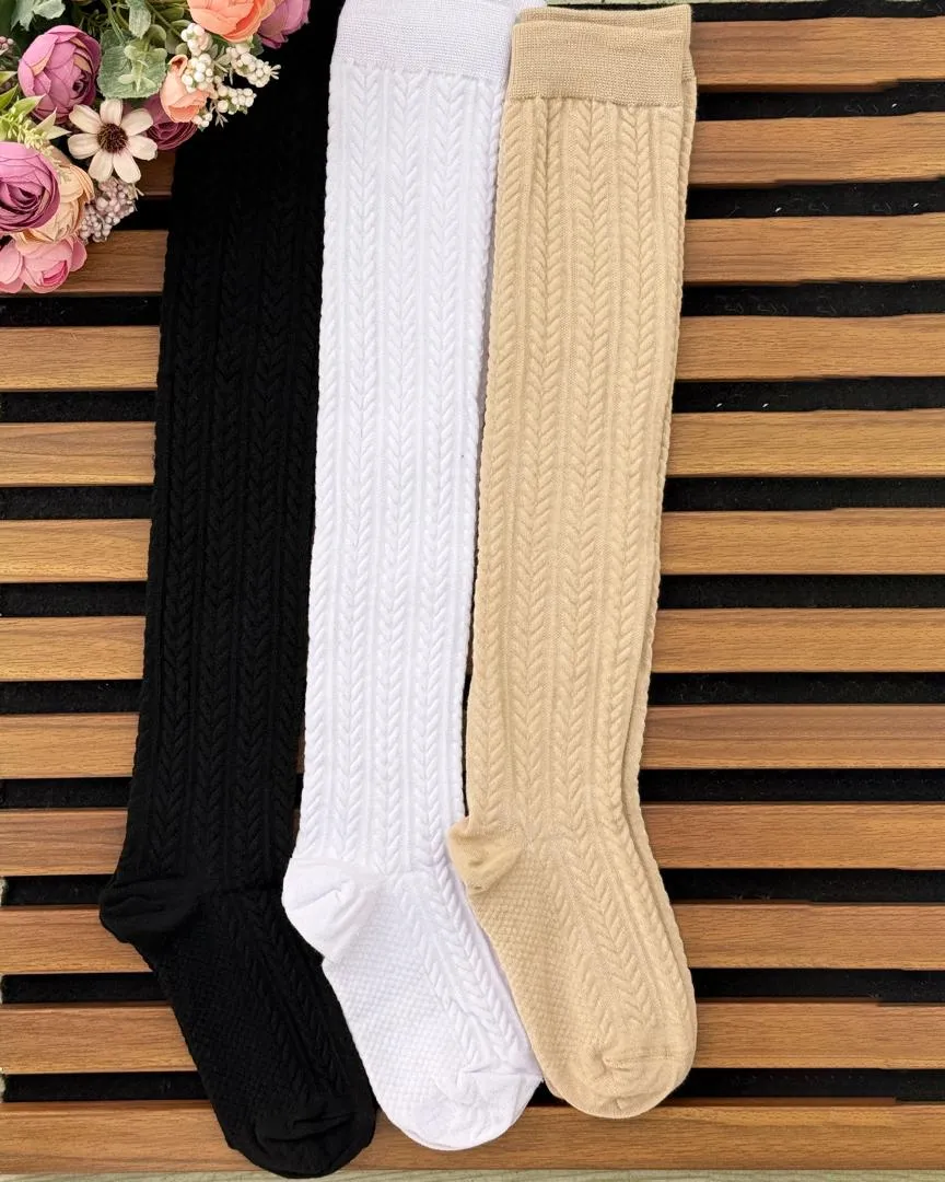 جوراب بافت گندمی بلند کد H651