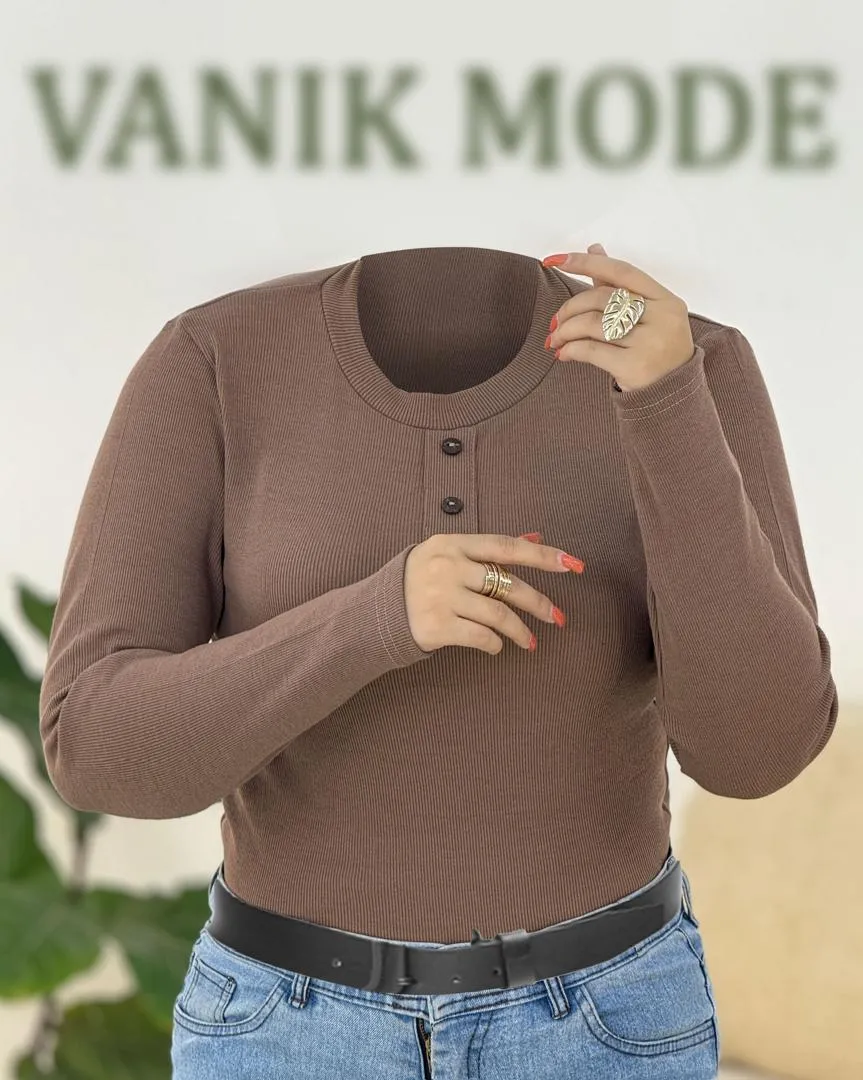 بلوز سه دکمه یقه گرد فانریپ کد h402