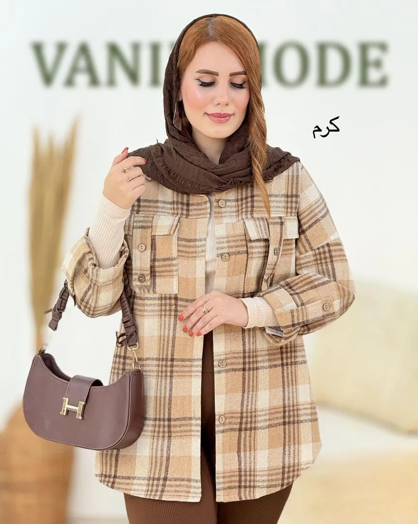 شکت چهارخونه آستین پاگون دار کد h685