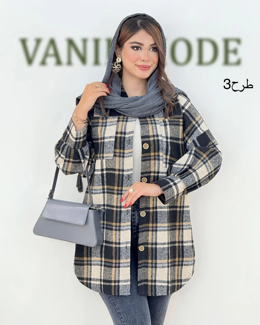 شکت جلو جیب دار چهارخونه کد h382