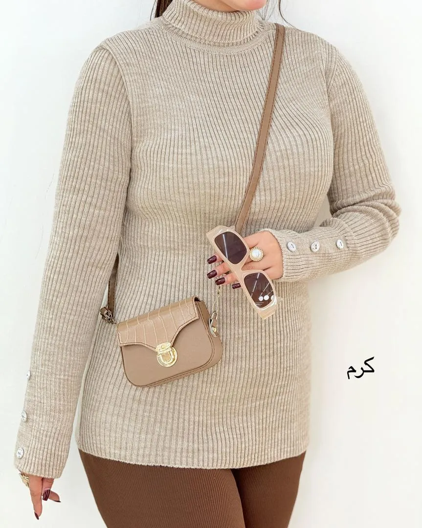 بلوز یقه اسکی آستین دکمه نما h626