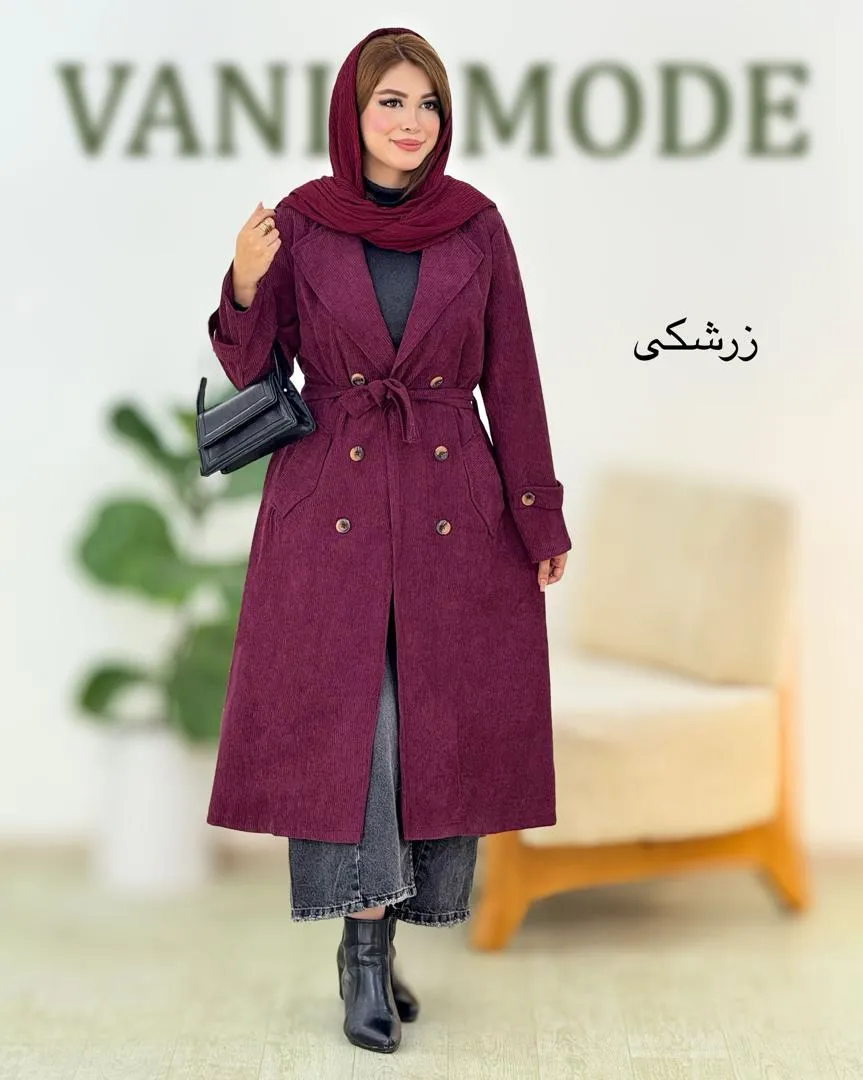 مانتو یقه انگلیسی کبریتی بند دار کد h485