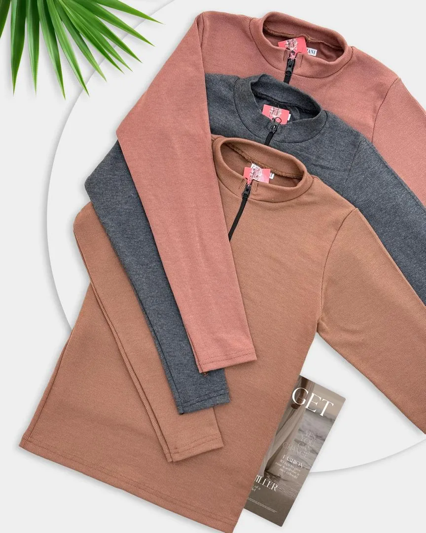 بلوز نیم زیپ یقه سه سانت کد H405