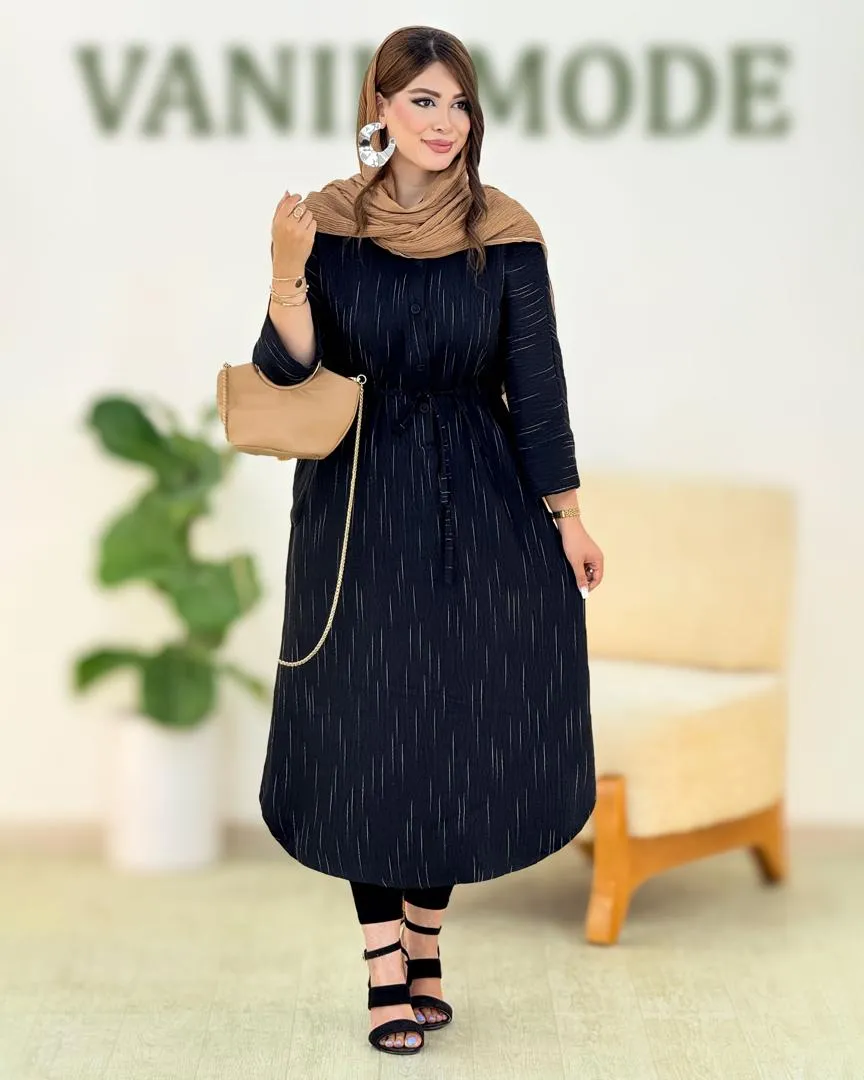 مانتو بلند شانتون دیپلمات کمربنددار