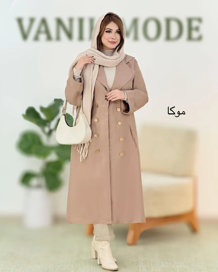 مانتو بلند آستین پاکتی دکمه نما کد h586