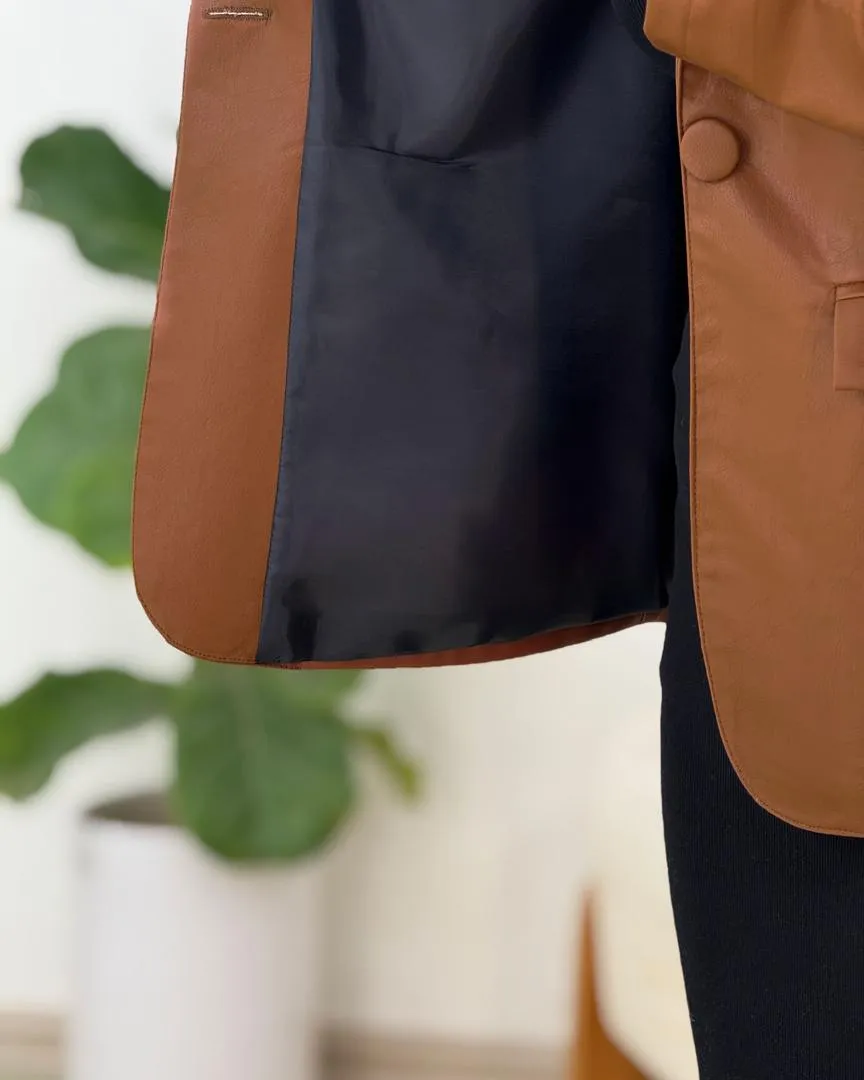 کت چرم آستردار جلو جیب کد H589