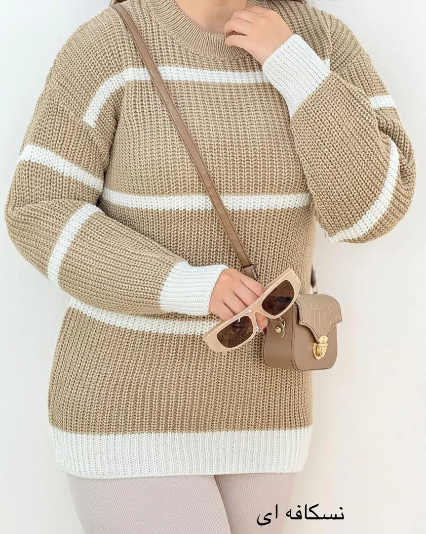 بلوز بافت آستین مچ دار راه راه کد H625