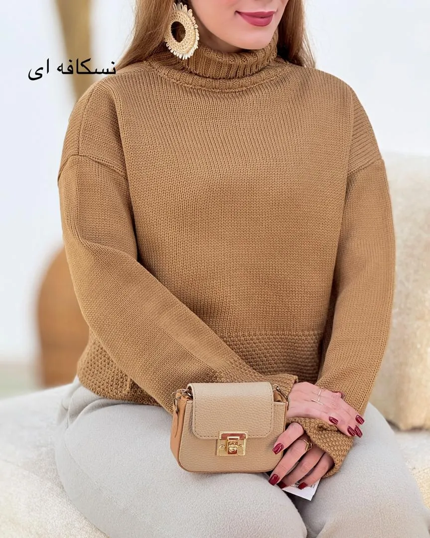 بلوز بافت یقه اسکی زنانه کد h622